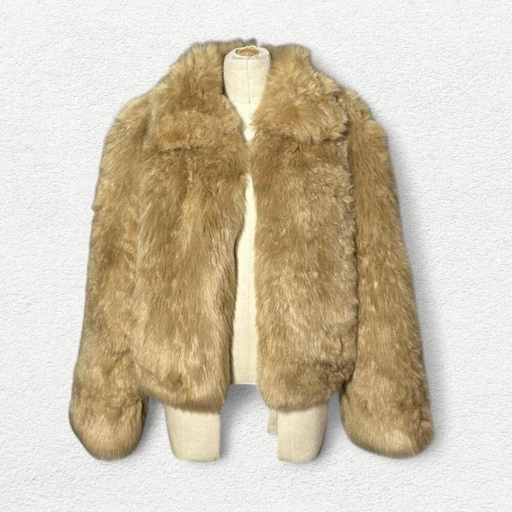 Shaci Ultra-Plush Faux Fur Winter Coat in Tan Light Brown